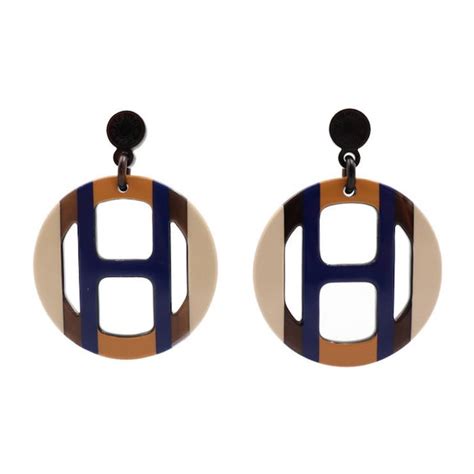 Hermes Horn and Lacquer Earrings 